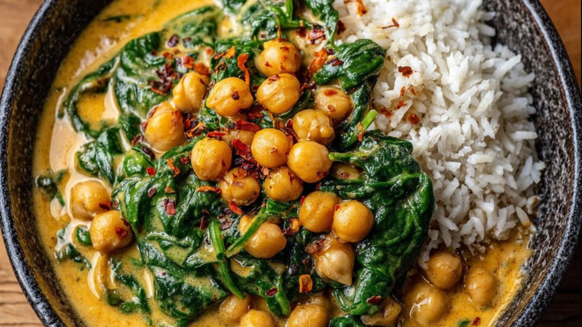 Curry de garbanzos y espinacas